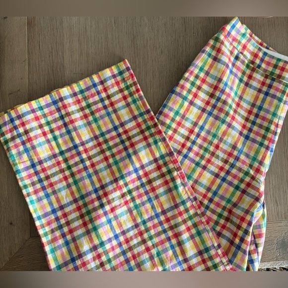 Anthropologie Eva Franco Plaid High Waisted Linen Wide Leg Pants - Picture 3 of 7